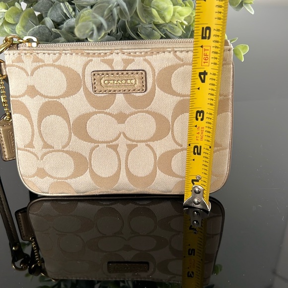 Coach Tan/Gold Signature Wristlet - Picture 10 of 11